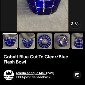 Cobalt Blue Cut Glass Bowl